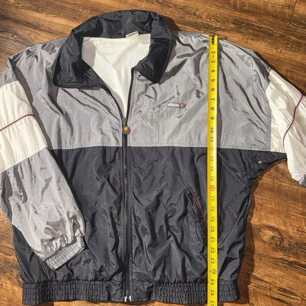 Vtg Ellesse Grey/white Full Zip Track Jacket Men's Size 7/XL